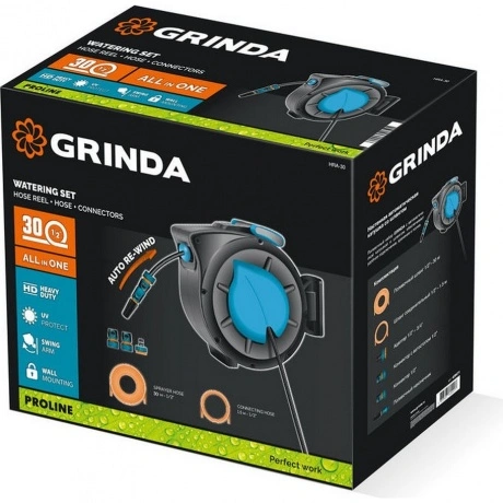 Набор поливочный 4 предмета GRINDA HRA-30, шланг 30м x 1/2?, на ...