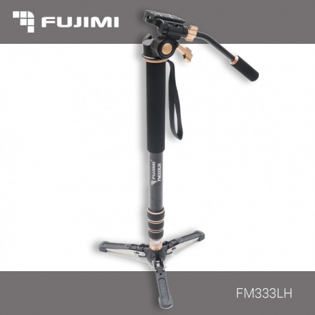 Монопод FUJIMI FM333LH Алюминиевый монопод с 3-х точечным упором (ногами) и алюминиевой головой для видеосъёмки. высота 1660 мм, макс. нагр.6 кг - фото 1