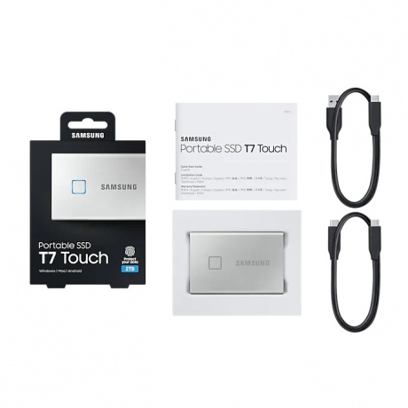 Внешний SSD Samsung Portable SSD T7 Touch 2 ТБ Type-C Silver Retail (MU-PC2T0S/WW) - фото 10