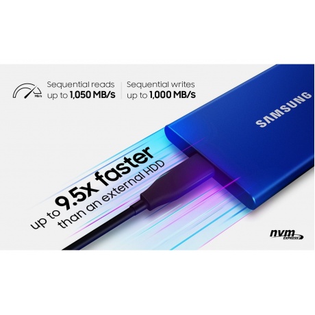 Внешний SSD Samsung 1Tb T7, PCIe USB3.2/Type-C Indigo Blue (MU-PC1T0H/WW) - фото 13