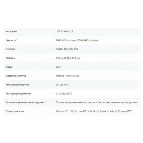 Внешний SSD Kingston 4Tb (SXS2000/4000G) - фото 7