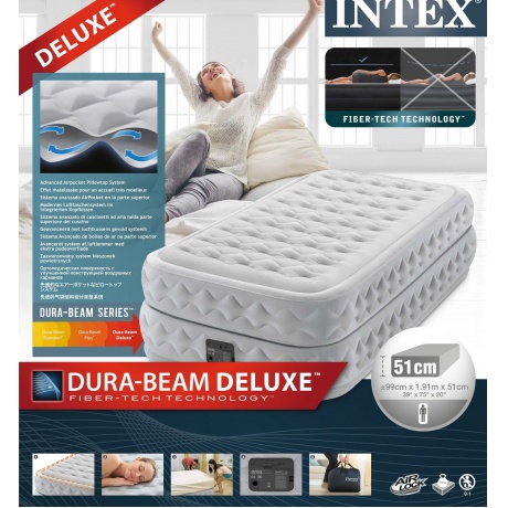 Кровать INTEX SUPREME AIR-FLOW, Twin, флок (встроенный насос 220В), 64488, 99х191х51 - фото 4