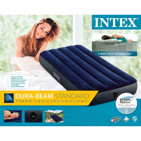 Кровать INTEX DURA-BEAM CLASSIC DOWNY, Jr. Twin, флок, 64756, 76x191x26 - фото 4