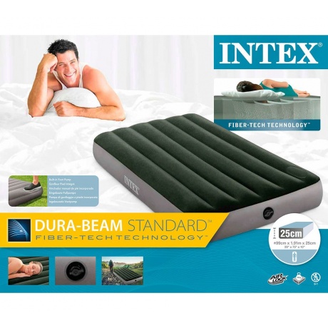 Кровать INTEX DURA-BEAM DOWNY, Twin, встроенный насос &quot;лягушка&quot;, флок, 64761, 99x191х25 - фото 4