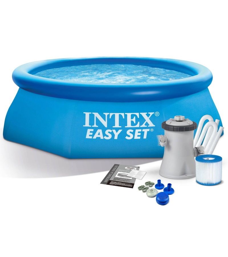 Бассейн INTEX EASY SET, 244х61см, фильтр-насос 1250л/ч, 3077л, 28108 детский бассейн intex easy set 244х61cm 28108