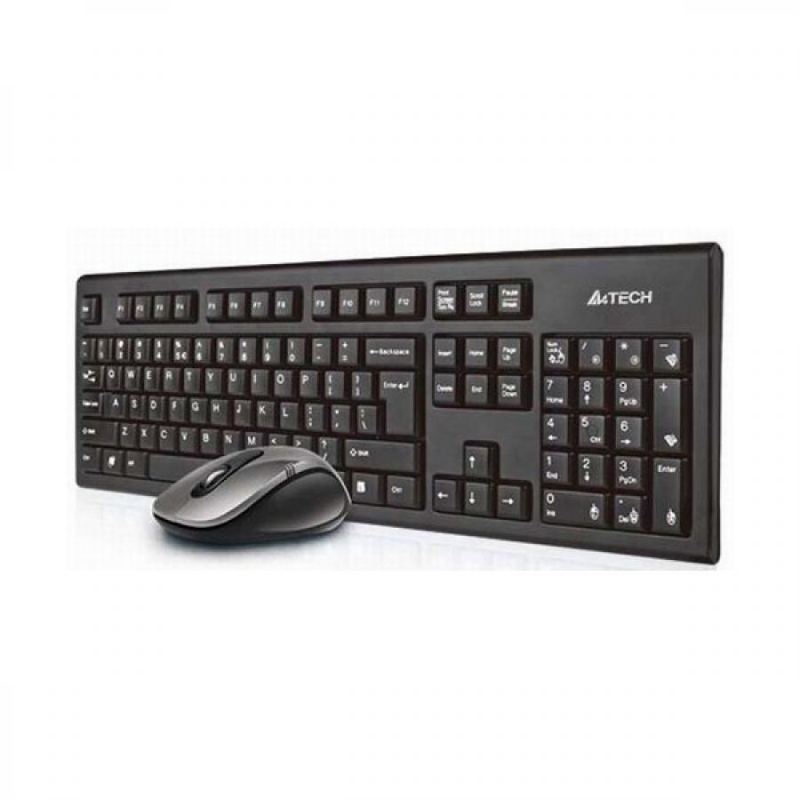Набор клавиатура + мышь A4Tech 7100N клав:черный мышь:черный USB беспроводная