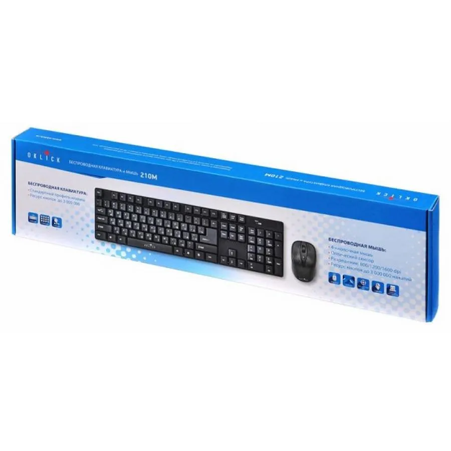 Набор клавиатура + мышь Oklick 210M клав:черный мышь:черный USB беспроводная - фото 7