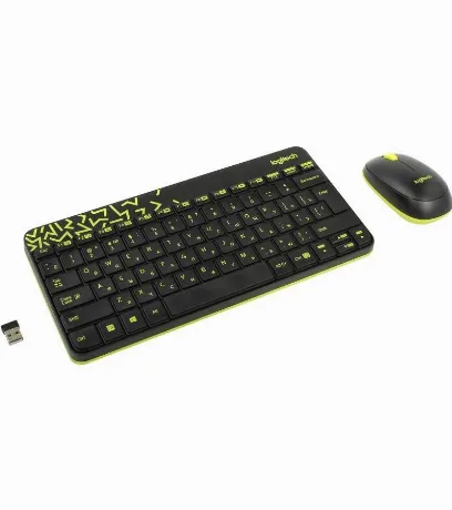 Набор клавиатура+мышь Logitech MK240 черный/жёлтый