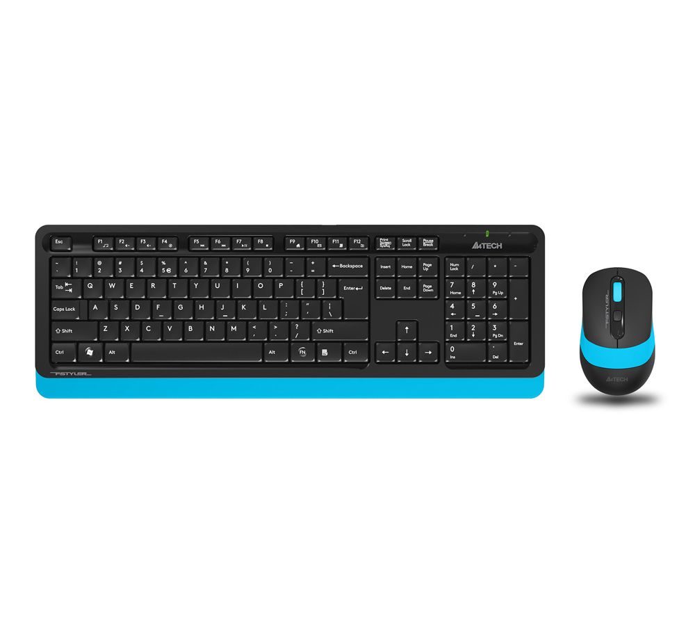 цена Набор клавиатура+мышь A4Tech Fstyler FG1010 черный/синий