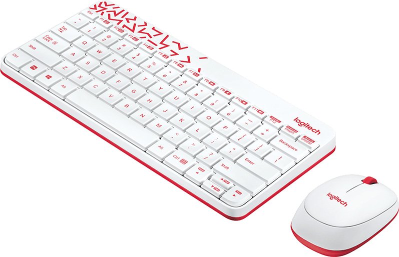 цена Набор клавиатура+мышь Logitech MK240 белый/красный