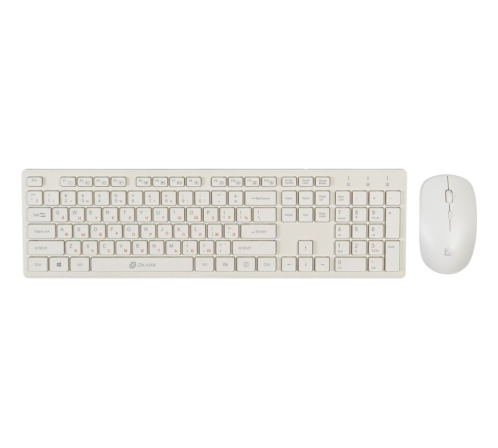 Набор клавиатура+мышь Oklick 240M белый набор клавиатура мышь oklick 250m клав черный мышь черный usb беспроводная slim