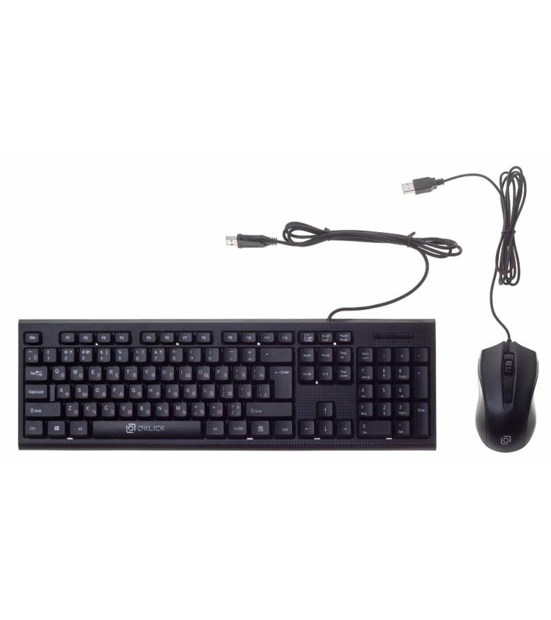комплект клавиатура мышь oklick 620m черный английская русская Набор клавиатура+мышь Oklick 620M черный