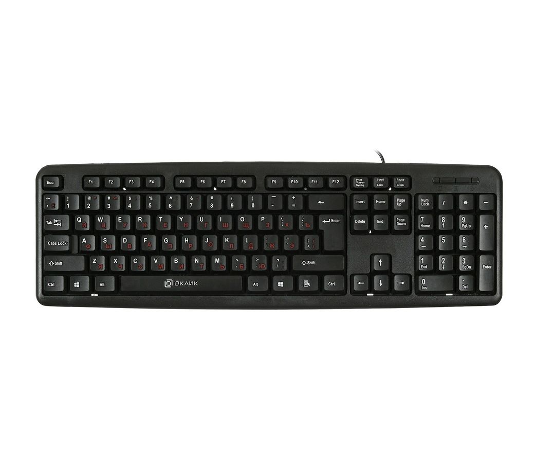 Клавиатура Oklick 90MV2 черный USB клавиатура oklick 90mv2 русские буквы красные 1 8м черный