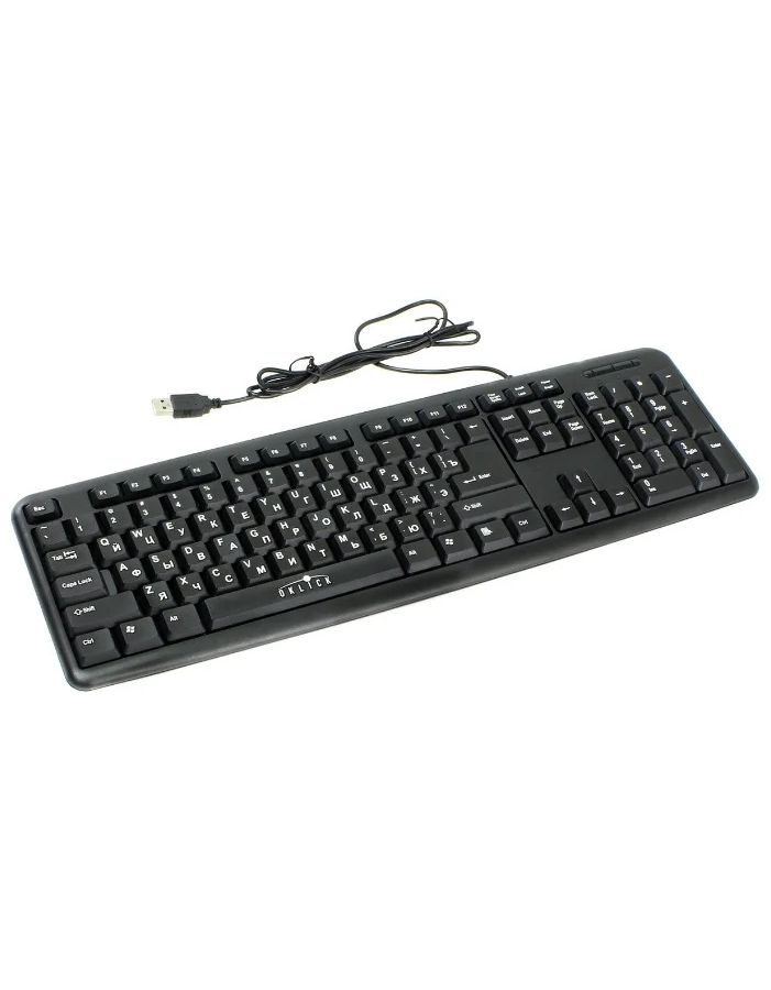 Клавиатура Oklick 180V2 черный USB наклейки на клавиши клавиатуры виниловые белые