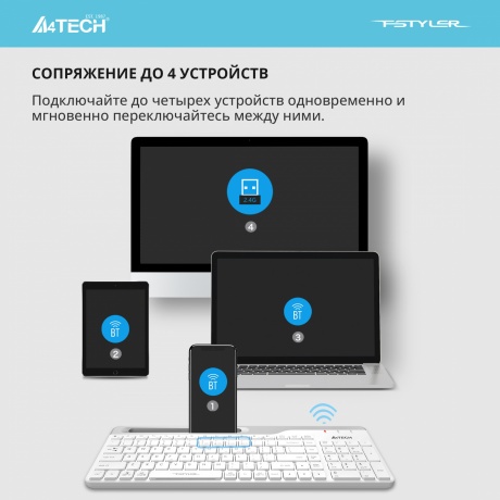 Клавиатура A4Tech Fstyler FBK25 белый/серый - фото 7