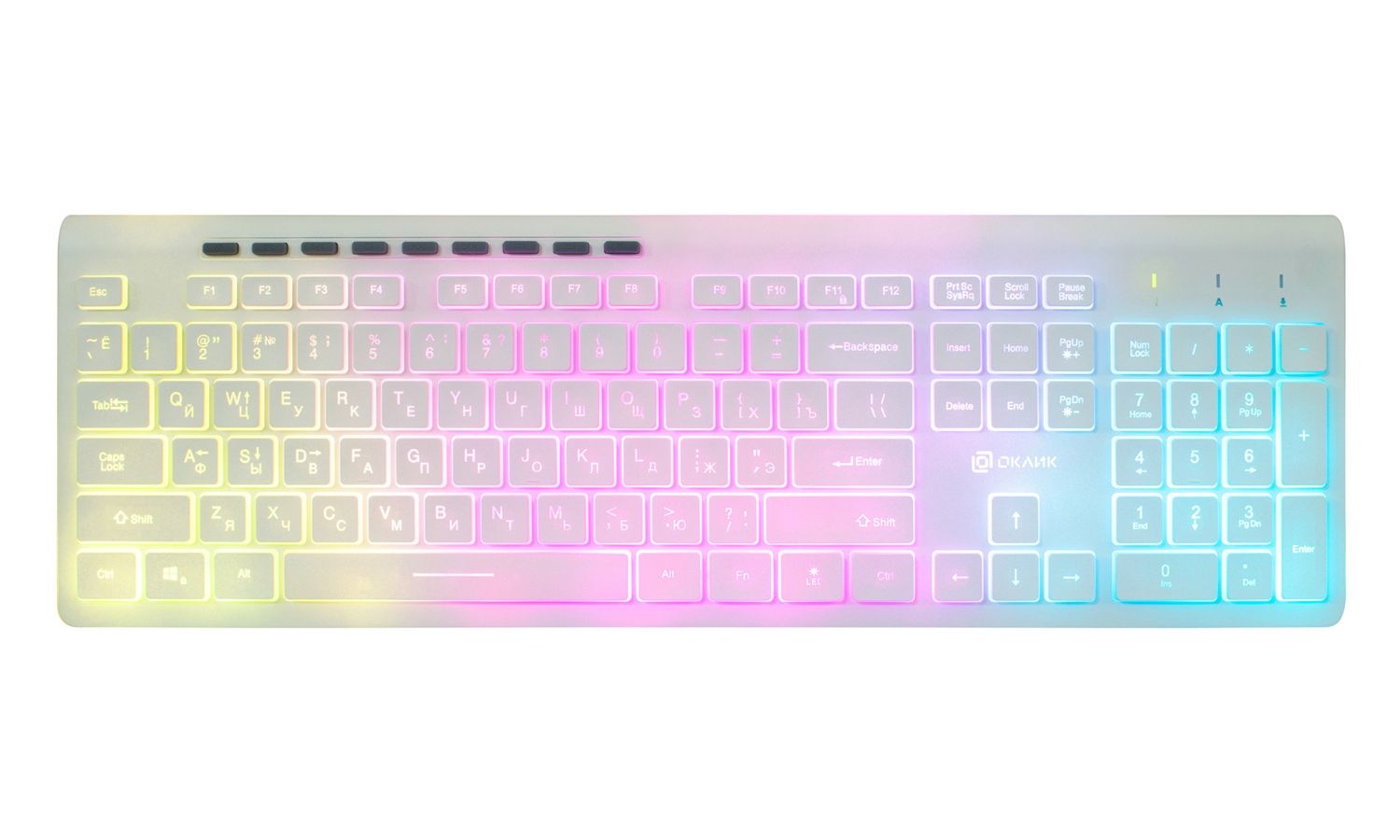 Клавиатура Oklick 490ML белый USB клавиатура для ноутбука asus fx63vm fx63vd fz63vm fz63vd zx63vd fx503 fx503vd черная с красной подсветкой