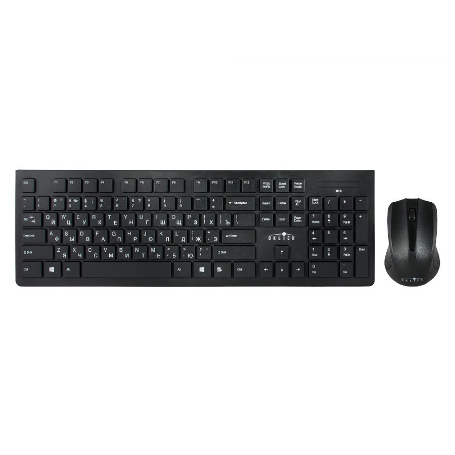цена Набор клавиатура+мышь Oklick 250M клав:черный мышь:черный USB беспроводная slim