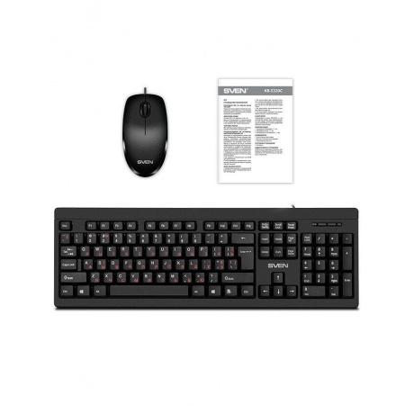 Набор клавиатура и мышь SVEN KB-S320C чёрные (USB, 105 кл, 4 кнопки, 1000 dpi) - фото 8