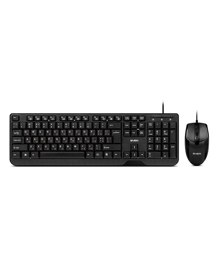 цена Набор клавиатура + мышь SVEN KB-S330C черные (USB, 104 кл., 3кн., 1200 dpi)