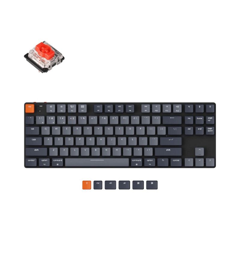Клавиатура ультратонкая Keychron K1SE, TKL, RGB подсветка, Red Switch (K1SE-E1) клавиатура keychron v1 c2 black usb