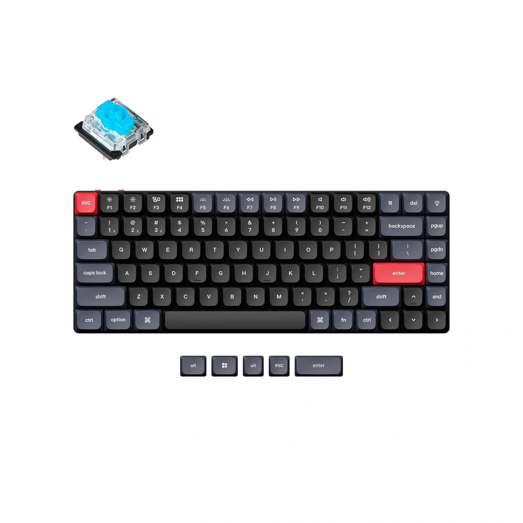Клавиатура QMK Keychron K3 Pro, 84 клавиши, RGB-подсветка, Gateron Blue Switch клавиатура оптомеханическая keychron k3 d3 беспроводная проводная