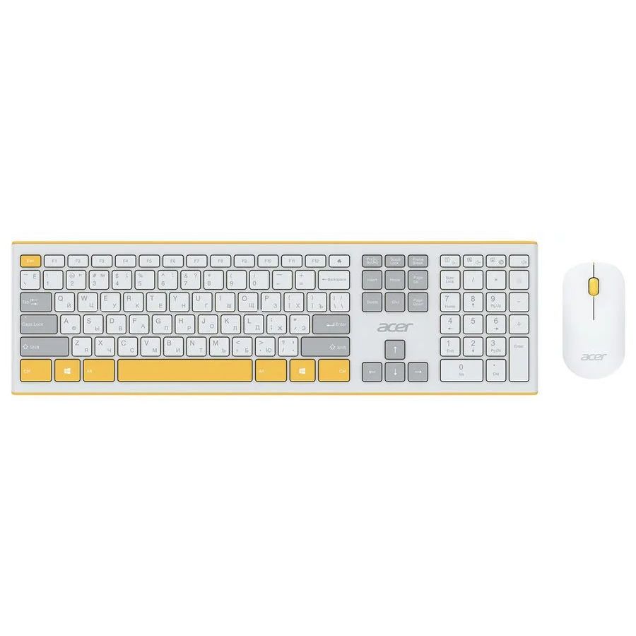 Клавиатура + мышь Acer OCC200 белый/желтый (ZL.ACCEE.002) клавиатура мышь acer occ200 бежевый коричневый zl accee 004