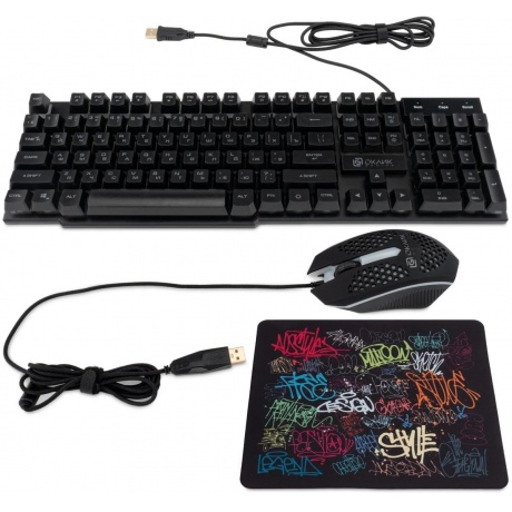 Клавиатура + мышь Oklick 400GMK черный USB LED (1546779) - фото 1