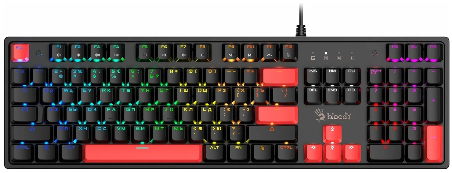 Клавиатура A4Tech Bloody S510R механическая черный S510R USB FIRE BLACK/BLMS RED - фото 1