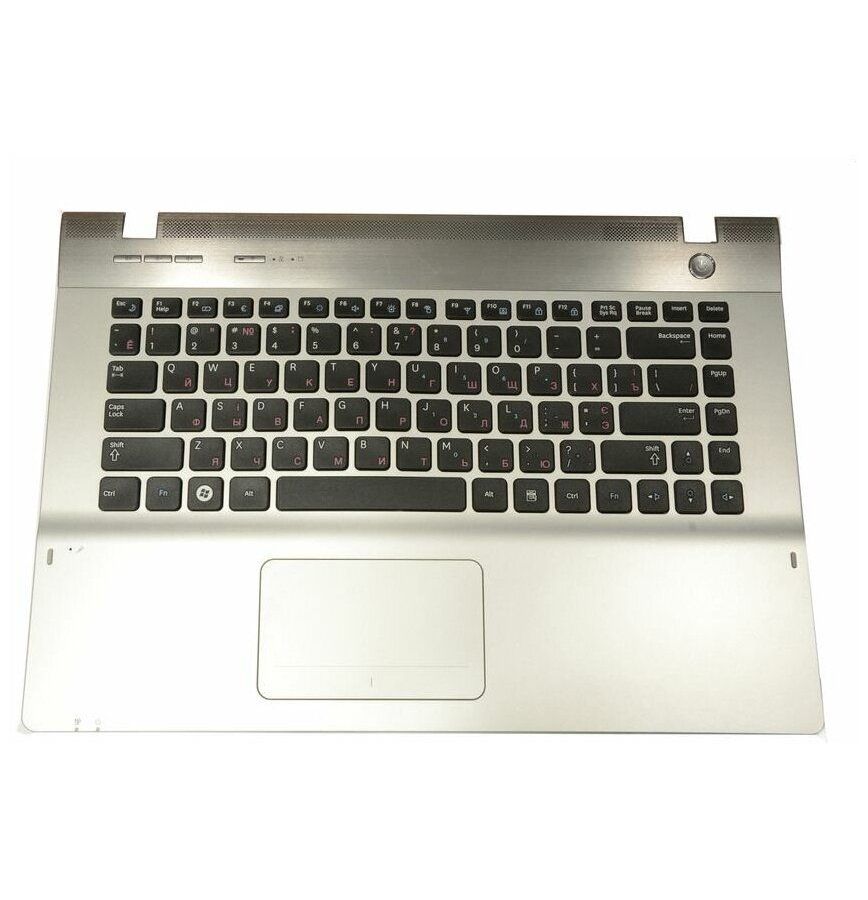 Клавиатура для Samsung QX411, QX410 (With palmrest) RU, Black, цвет серебро/черный - фото 1