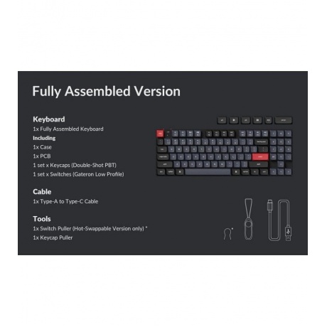 Клавиатура QMK Keychron K13 Pro, 90 клавиш, Hot-Swap, Gateron low profile Blue Switch - фото 2