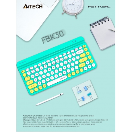 Клавиатура A4Tech Fstyler FBK30 зеленый USB (FBK30 GREEN) - фото 27