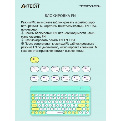 Клавиатура A4Tech Fstyler FBK30 зеленый USB (FBK30 GREEN) - фото 28