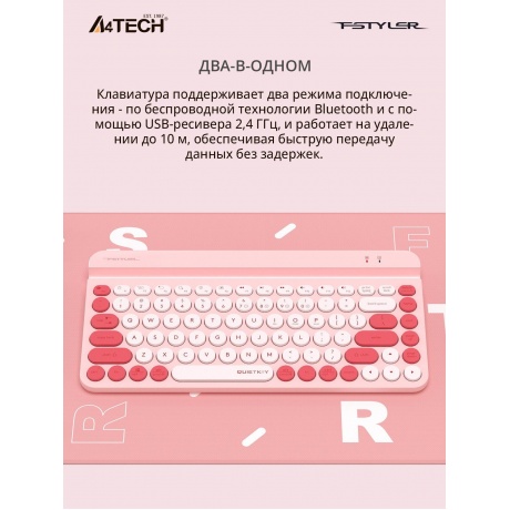 Клавиатура A4Tech Fstyler FBK30 розовый USB (FBK30 PINK) - фото 20