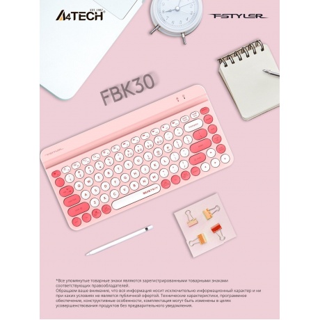 Клавиатура A4Tech Fstyler FBK30 розовый USB (FBK30 PINK) - фото 23