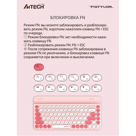 Клавиатура A4Tech Fstyler FBK30 розовый USB (FBK30 PINK) - фото 24