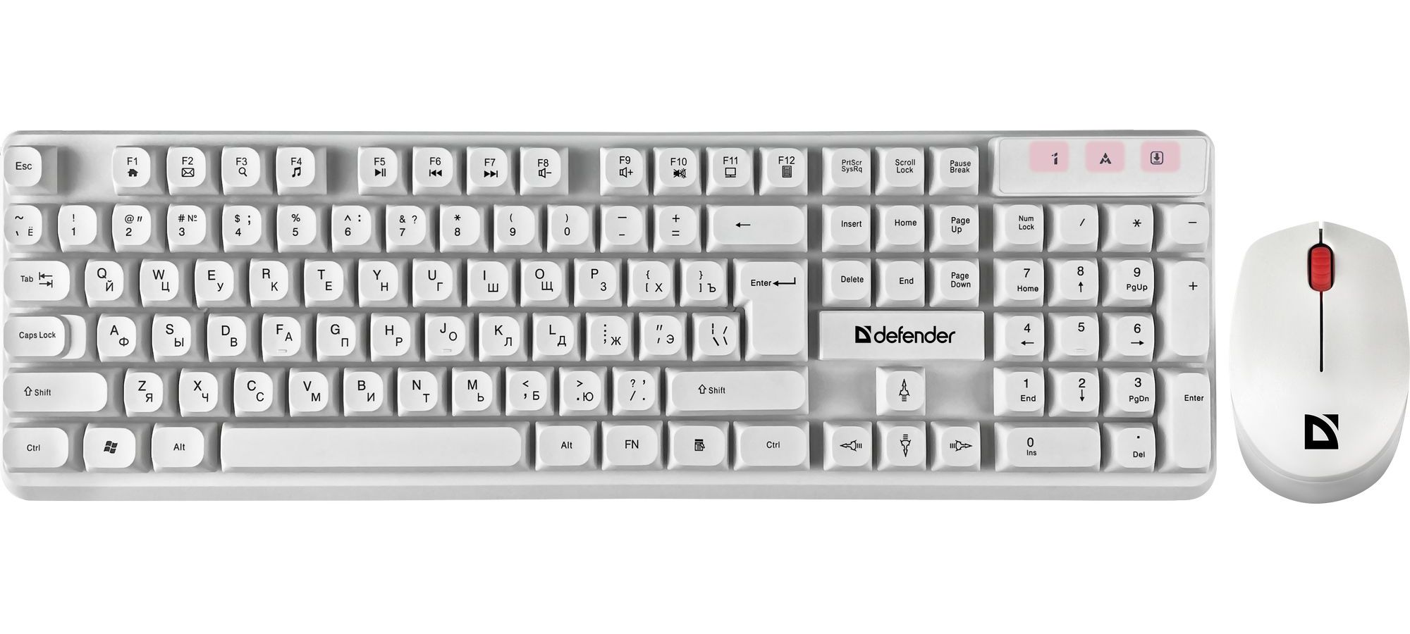 цена Набор клавиатура + мышь Defender MILAN C-992 RU WHITE (45994)