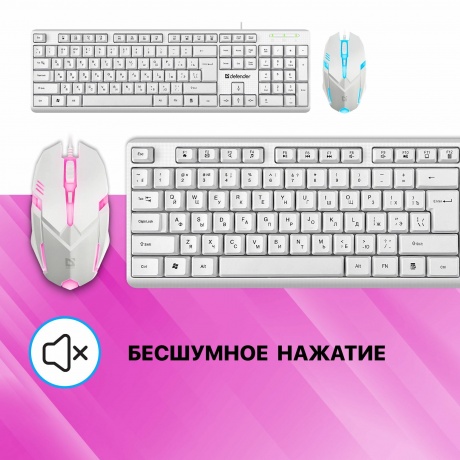 Набор клавиатура + мышь Defender LINE MOTION C-977 RU WHITE (45977) - фото 4