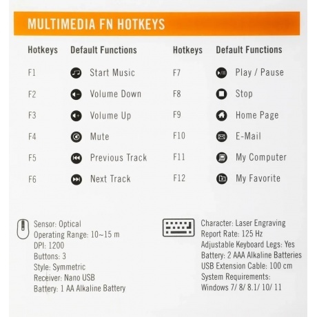 Клавиатура и мышь беспроводные A4TECH 3000NS черный - фото 20