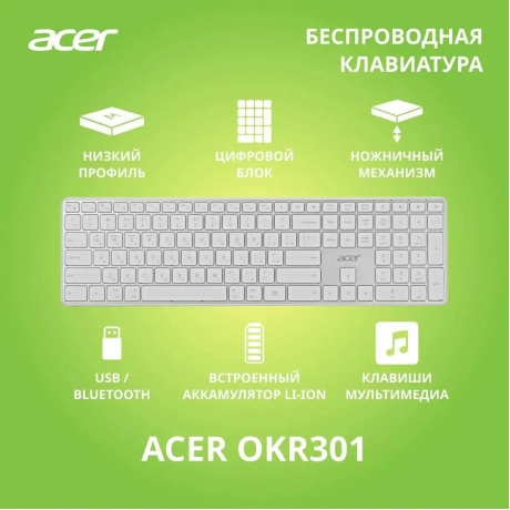 Клавиатура Acer OKR301 White-Silver ZL.KBDEE.015 - фото 12