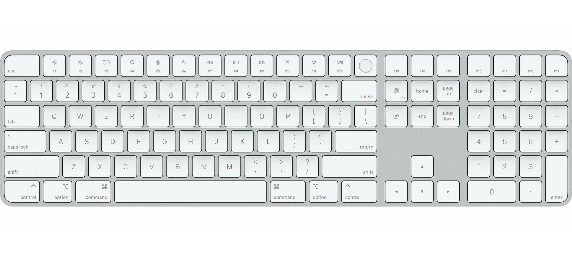 Клавиатура APPLE Magic Keyboard with Touch ID and Numeric Keypad White Keys (английская раскладка) MK2C3