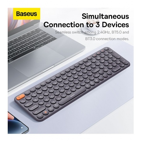Клавиатура Baseus K01B Wireless Tri-Mode Keyboard Frosted Grey B00955504833-00 - фото 11