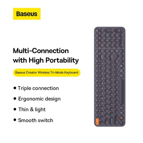 Клавиатура Baseus K01B Wireless Tri-Mode Keyboard Frosted Grey B00955504833-00 - фото 10
