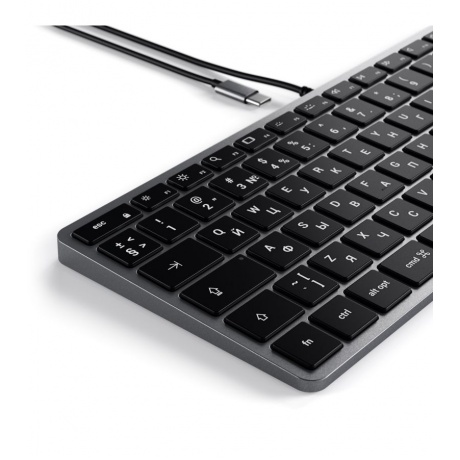 Клавиатура Satechi Slim W1 USB-C Wired Keyboard-RU Серый космос. - фото 3