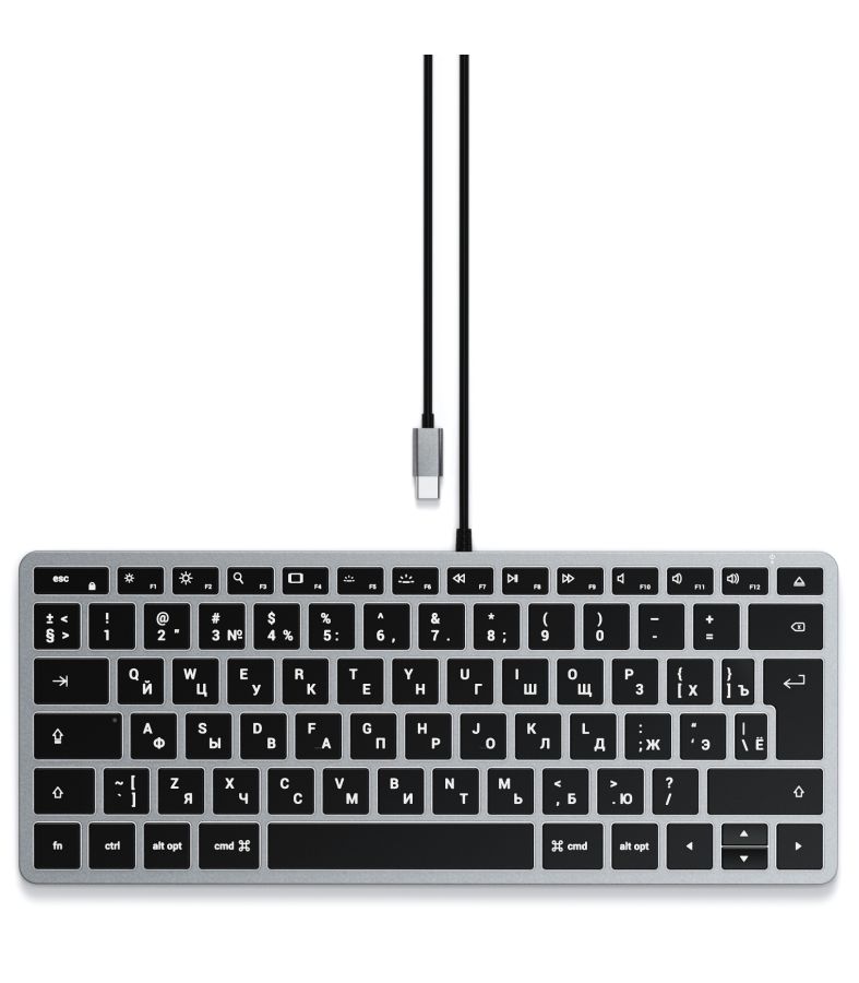 цена Клавиатура Satechi Slim W1 USB-C Wired Keyboard-RU Серый космос.