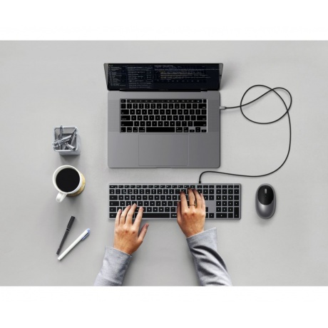 Клавиатура Satechi Slim W3 USB-C Wired Keyboard-RU Серый космос. - фото 7