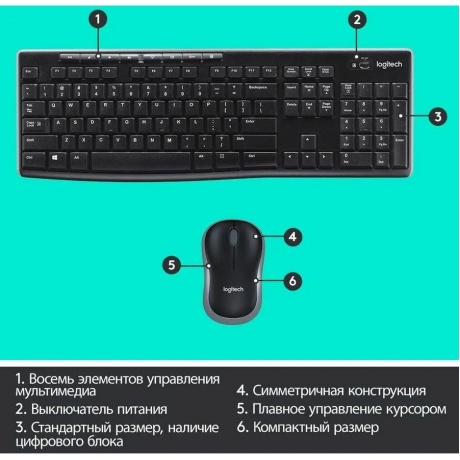 Набор клавиатура+мышь Logitech MK270 Black - фото 5