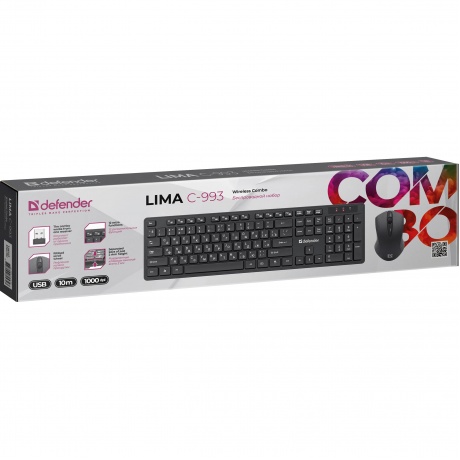Клавиатура + мышь Defender Lima C-993 RU (45993) черный - фото 4