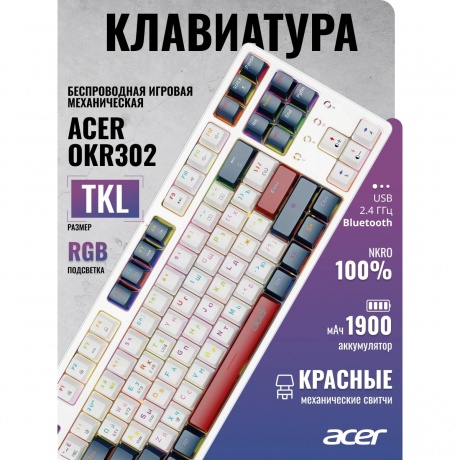 Клавиатура Acer OKR302 (ZL.KBDEE.016) белый - фото 16