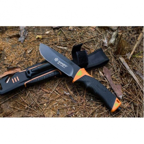 Нож Ganzo G8012 оранжевый, с чехлом - фото 8