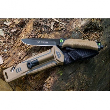 Нож Ganzo G8012 пустынный желтый, с чехлом - фото 8